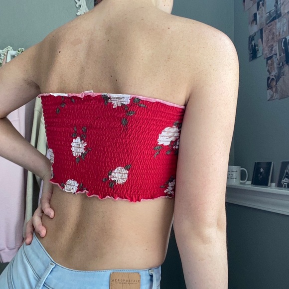 🍄GARAGE red floral tube top - Picture 4 of 8